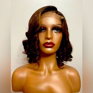 12 inch Ombré Brown Loose Wave Minimalist Lace C Part Human Wig